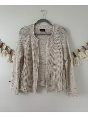 Wooden Ships Rihanna Chunky Cardigan Open Knit Cotton Neutral Cottage XS